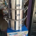 MAXIMUS QUALITY POLISHED ALUMINUM POT SET SIZE 
23,25&27Cm